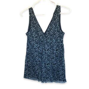 Michael Kors Blouse Empire Style V-Neck Sleeveless Women's Size Small in Blue